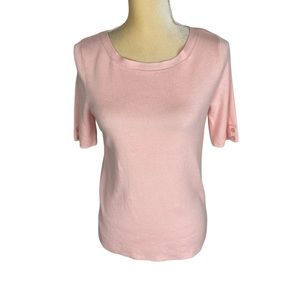 Talbots pink knit short sleeve round neck sweater Size‎ M petite